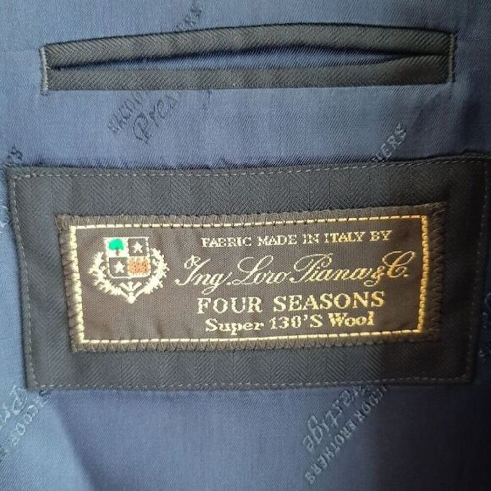 SACOOR BROTHERS Portugal Super 130's Virgin Wool Blazer Jacket Navy Men's Sz 42 - Picture 15 of 16